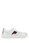Gucci Low-top Leather Sneakers Featuring Metallic Accents And Rubber Sole In White