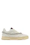 Gucci Re-web Grosgrain-trimmed Crystal-embellished Leather Sneakers In White