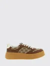 Gucci Textured Leather Sneakers With Branded Chunky Outsole In Brown