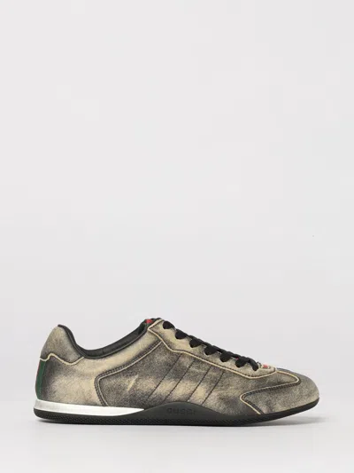 Gucci Leather Shift Sneakers Low Top Rubber Sole In Green