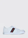 Gucci Leather Stretch Lace Up Sneakers Signature Stripe In White