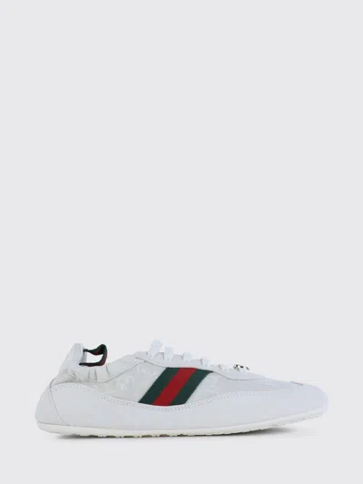 Gucci Embellished Lace-up Sneakers In White