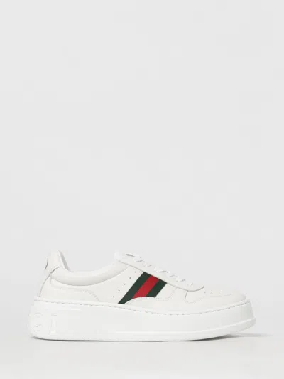 Gucci White Leather Sneakers In Multi