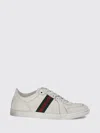 Gucci Leather Stretch Lace Up Sneakers Signature Stripe In White