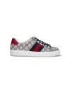 Gucci Gg Supreme Fabric Sneakers With Lateral Web Band In Beige