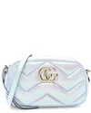 Gucci Snow Light Blue Matelasse Leather Iridescent Chevron Marmont Chain  Shoulder Bag (authentic Pr