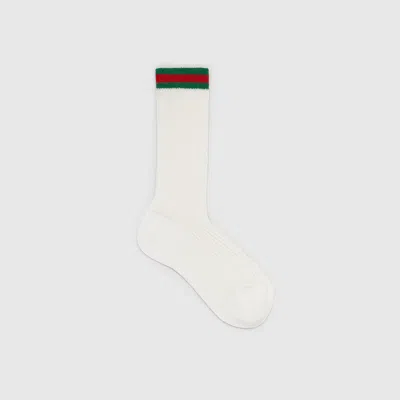 Gucci Babies' Web Cotton Socks In White