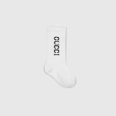 Gucci Babies' Socken Aus Gerippter Baumwollmischung In White