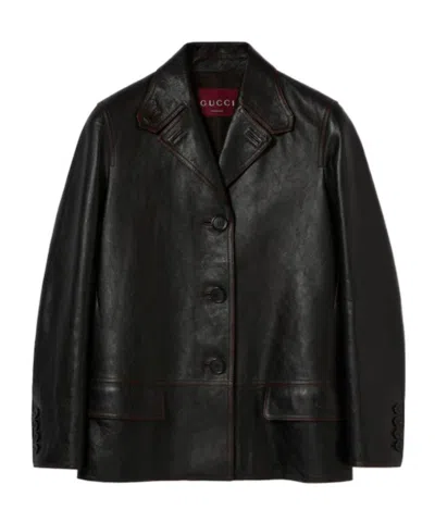 GUCCI SOFT AGED-EFFECT LEATHER JACKET