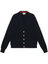 Gucci Interlocking G Ribbed-knit Cardigan In Blue