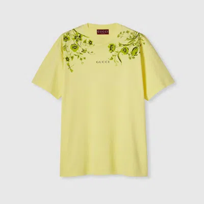 Gucci Soft Cotton Jersey T-shirt With Print In Yellow