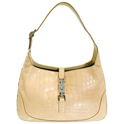 Pre-owned Gucci Soft Crocodile Skin Jackie Bag In Sand