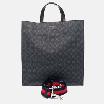Pre-owned Gucci Soft Gg Supreme Black Canvas Tote