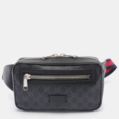 Pre-owned Gucci Soft Gg Supreme Sherry Line Waist Bag Body Bag Pvc Leather Black Multicolor