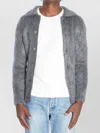 Gucci Men Grey Cardigan With Classic Collar And Brushed Effect In Mohair Blend Woman In Multi