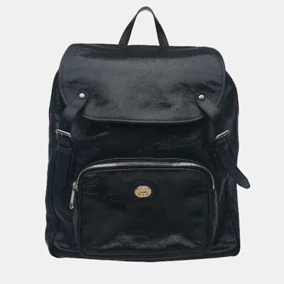 Pre-owned Gucci Soft Leather Backpack Medium Bag In Black