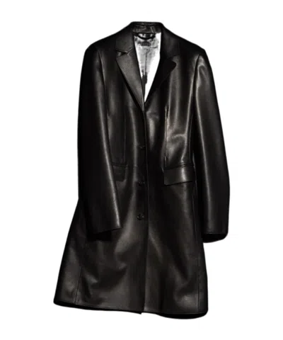 Gucci Soft Leather Coat In Black