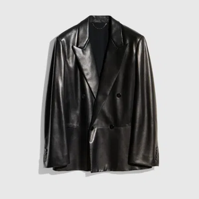 Gucci Soft Nappa Double-breasted Jacket In Black