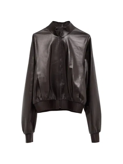 Gucci Soft Nappa-leather Bomber Jacket In Brown