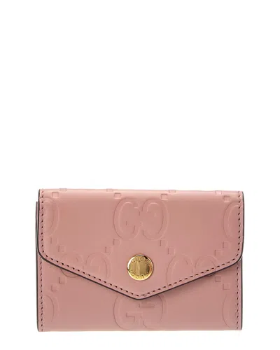 Gucci Soft Pink Jumbo Gg Leather Embossed Snap Wallet (authentic Pre-loved)