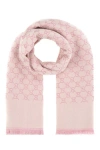 Gucci Wool Blend Reversible Embroidered Scarf In Pink
