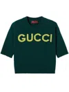 Gucci Women Wool Sweater With Frontal Logo Embroidery In Green