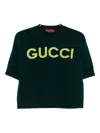 Gucci Women Wool Sweater With Frontal Logo Embroidery In Blue