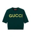 Gucci Women Wool Sweater With Frontal Logo Embroidery In Green