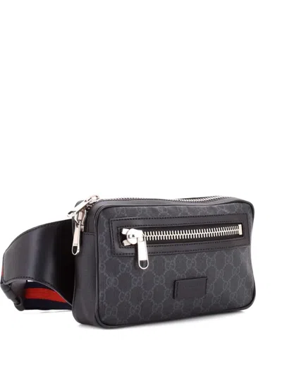 Pre-owned Gucci Soft Zip Gg Coated Canvas Small Belt Bag In Black