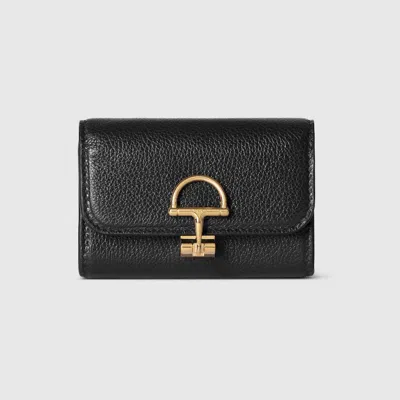 Gucci Horsebit Leather Card Case In Black