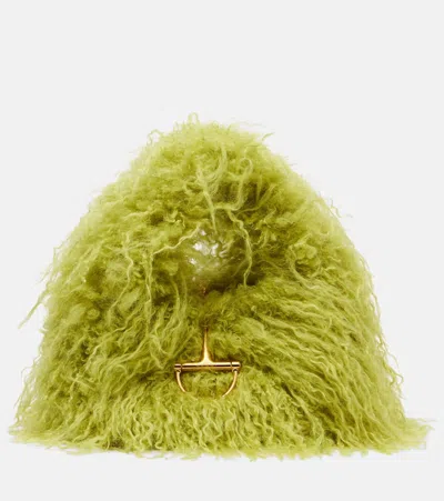 Gucci Softbit Faux Fur Tote Bag In Green
