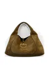 Gucci Women Softbit Maxi Suede Leather Shoulder Bag In Green