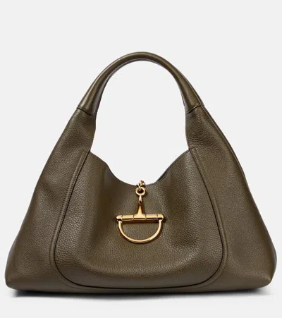 Gucci Softbit Large Leather Shoulder Bag In Green