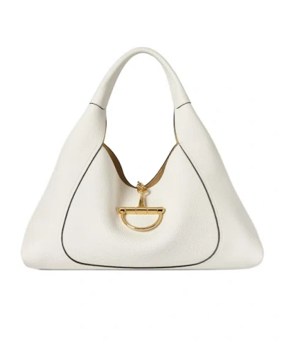 Gucci Softbit Large Shoulder Bag In White