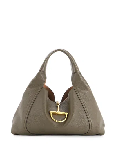 Pre-owned Gucci Softbit Leather Maxi Hobo Bag In Green