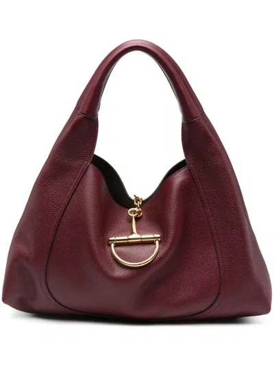 Gucci Softbit Leather Shoulder Bag In Red