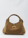 Gucci Large Suede Shoulder Bag In Brown