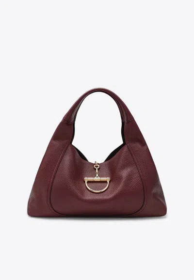 Gucci Softbit Maxi Leather Hobo Bag In Burgundy
