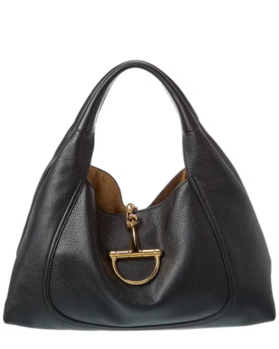 Gucci Softbit Maxi Leather Shoulder Bag In Black