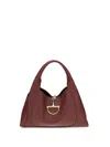 Gucci Women Bordeaux Shoulder Bag With Horsebit Closure In Grained Leather Woman In Burgundy