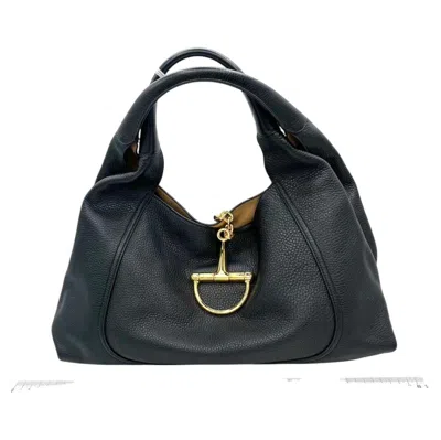 Pre-owned Gucci Softbit Maxi Shoulder Bag Black Calfskin Leather