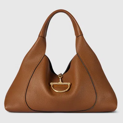 Gucci Softbit Maxi Shoulder Bag In Brown