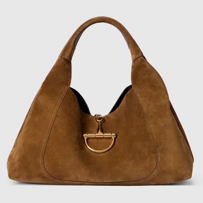 Gucci Softbit Maxi Shoulder Bag In Brown