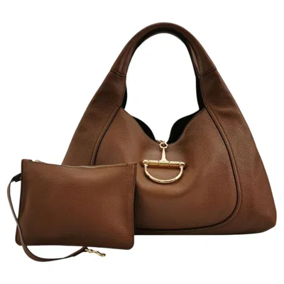 Pre-owned Gucci Softbit Maxi Shoulder Bag Tan Brown Calfskin Leather 2024