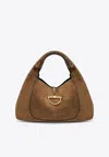 Gucci Softbit Maxi Suede Hobo Bag In Brown