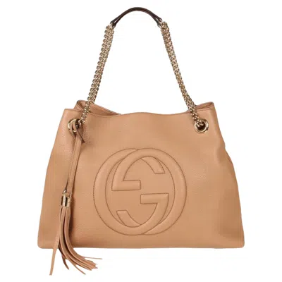 Gucci Soho Bag Beige Women Logo Leather Cellarius Model 536196 A7m0g 2754 In Brown