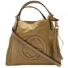 GUCCI GUCCI SOHO BEIGE PATENT LEATHER TOTE BAG (PRE-OWNED)