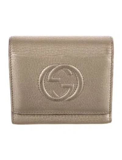 Pre-owned Gucci Soho Bifold Compact Wallet Interlocking G Logo Compact Wallet