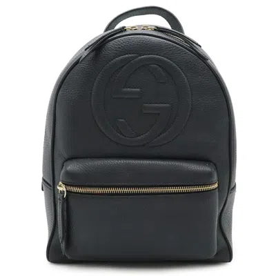 Pre-owned Gucci Soho Black Yellow Leather Backpack ()