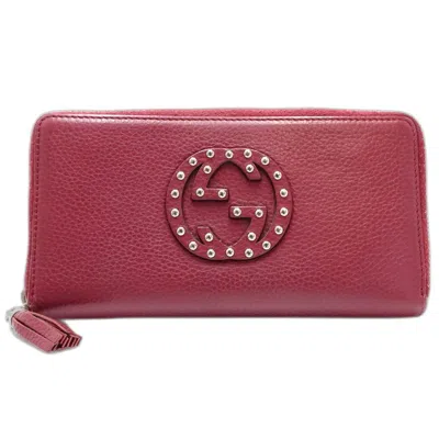 Pre-owned Gucci Soho Bordeaux Leather Long Wallet (bi-fold) () In Burgundy